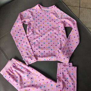 Lands End girls size M 5-6 pink polka dot base layer